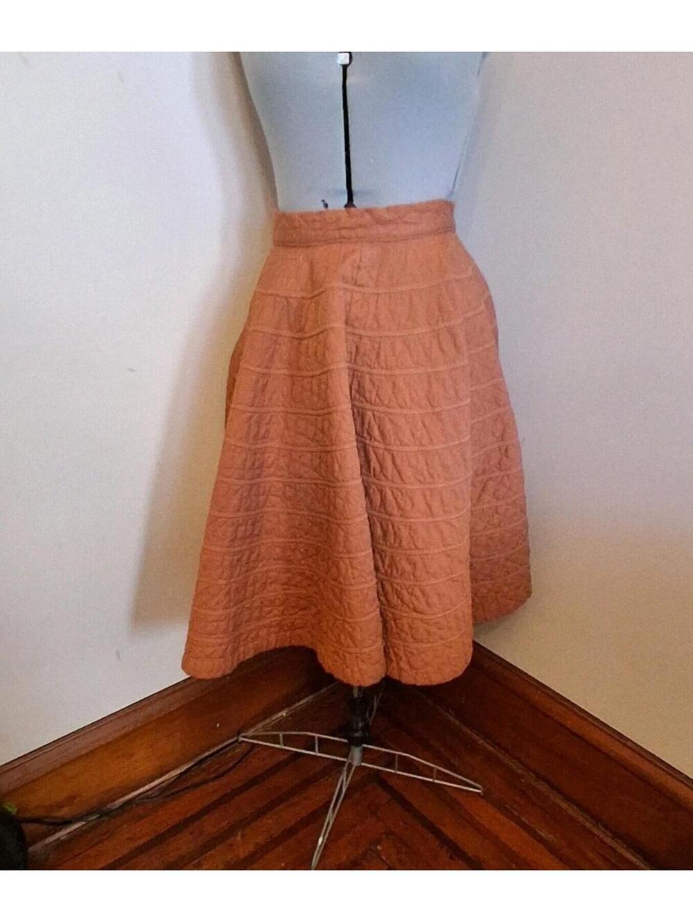 1950s Quilted Circle Skirt, Brown Allen's Size S/XS Rockabilly Swing Skirt